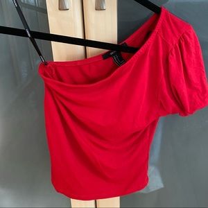 Forever21 Red One Shoulder Top Size S
